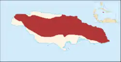 Distribución de la Paloma de Jamaica.