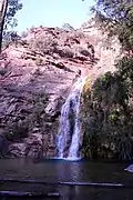 Paisaje fluvial en el paraje Los Amanaderos de Riodeva (Teruel), relativo a saltos y cascadas (2017).