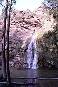 Paisaje fluvial en el paraje Los Amanaderos de Riodeva (Teruel), detalle de la «Cascada de las Ninfas» (2017).