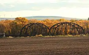 Puente ferroviario (1894) sobre el río Snake, a unos 5 km de Ririe (Idaho)