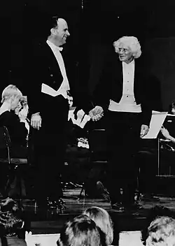 Roger Woodward (left) and Georg Tintner (right) after performing with the Symphony Nova Scotia in 1990