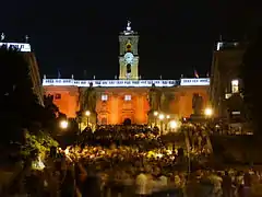 Vista de la escalera que conduce a la Colina Capitolina durante la edición 2006 de la Noche en Blanco de Roma.