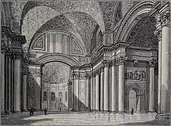 Reconstrucción artística de una sección interior de las Termas de Diocleciano con cúpulas cruzadas.