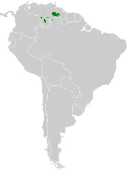 Distribución geográfica del subepalo del Roraima.