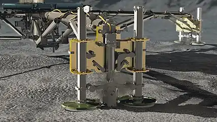 Uno de los sistemas de anclaje sobre la superficie de Philae. En el aterrizaje real no funcionó.
