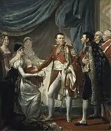Napoleón I les presenta al rey de Roma a los dignatarios del Imperio (1812)