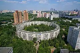 Unusual round-shaped plattenbau in Moscow (1972-1974)