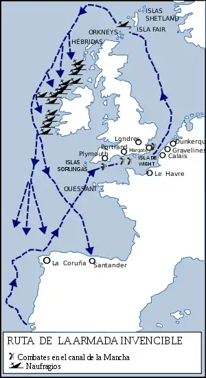 Navegación de la Armada Invencible, 1588.