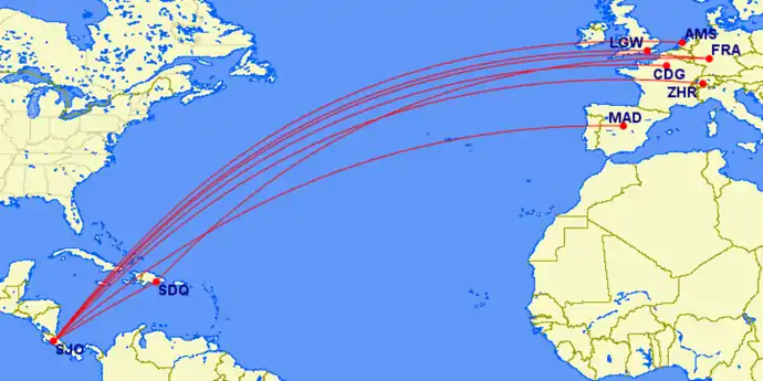 Rutas a Europa de SJO.