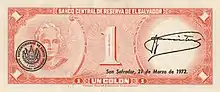 Reverso Billete de un Colon 1970