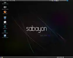 Captura de pantalla de la configuración predeterminada de Sabayon Linux 5.1 con entorno GNOME