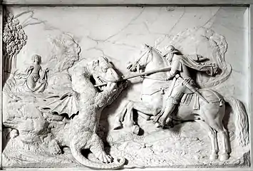 Saint Georges combattant le dragon (1509-1510), bajorrelieve en mármol