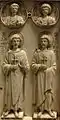 Hoja derecha, panel inferior: Demetrio de Tesalónica y San Procopio. En los círculos, Felipe el Apóstol y san Pantaleón