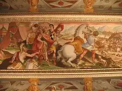 Fresco del linaje, en el Palacio del Marqués de Santa Cruz, de Cesare Arbasia, Juan Bautista Peroli, Francisco Peroli, Nicolás Castello y Francisco Castello (1564-1586).