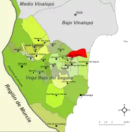Localización de San Fulgencio respecto de la Vega Baja