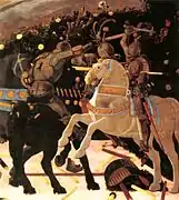 Detalle de La batalla de San Romano de Ucello (ca. 1450).