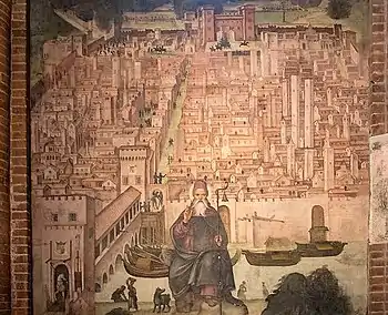 Vista de Pavía durante el asedio de 1522, exvoto cívico (1522-24).