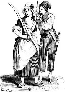 Una pareja sans-culotte (grabado del siglo XIX que hace referencia a los sucesos del 10 de agosto de 1792).