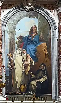 La Virgen se aparece a las santas Rosa de Lima, Catalina de Siena e Inés de Montepulciano de Tiepolo.