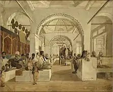 Interior de la Sinagoga Sanya, Argelia, óleo, 1840.