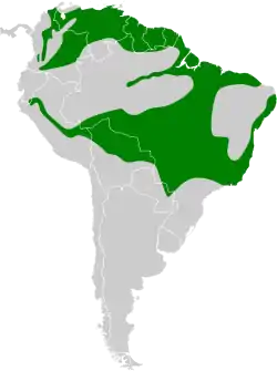 Distribución geográfica de la tangara carinegra.