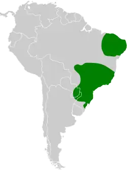 Distribución geográfica del tirahojas ogarití (incluyendo S. scansor cearensis)