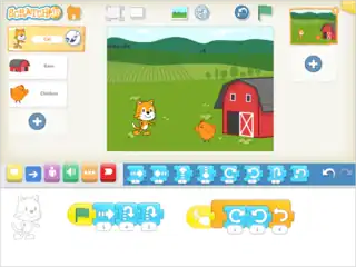 Captura de pantalla de la interfaz de Scratch Jr