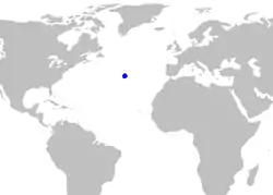 Rango de distribución de la bruja de las Azores.