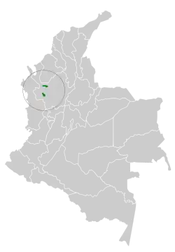 Distribución geográfica del tapaculo de Paramillo