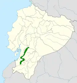 Distribución geográfica del churrín de El Oro.