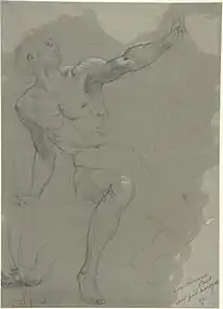 Hombre desnudo sentado (recto); hombre desnudo acuclillado (verso) en el Museo Metropolitano de Arte, 1864–74.