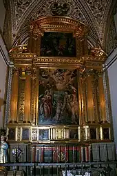Retablo de la capilla del Pilar, con el cuadro de Herrera Barnuevo representando La Sagrada Familia (siglo XVII).