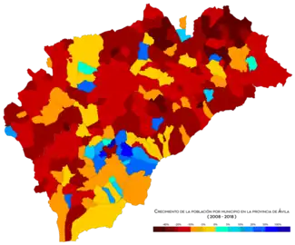 Crecimiento de la población entre 2008 y 2018