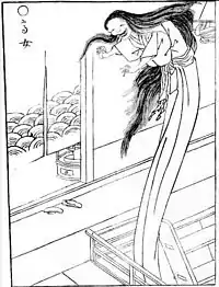 Takaonna, mujer alta es un monstruo femenino que se estira que aparece en casas.