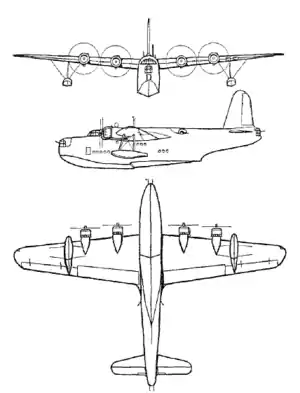 An orthographically projected diagram of the Sunderland I/II