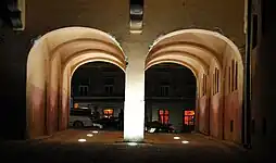 Sighișoara, entrada principal nocturna.