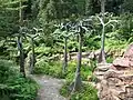 Réplica de los antiguos Lepidodendron o de los Lycopodiopsida gigantes en el Jardín de la Evolución.