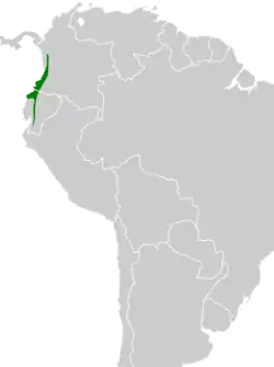 Distribución geográfica del hormiguero de Esmeraldas.