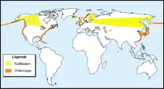 Distribución del zampullín cuellirrojo