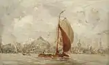 Hobbe Smith (1900): Tjalk navegando saliendo del puerto de Ámsterdam, colección particular.