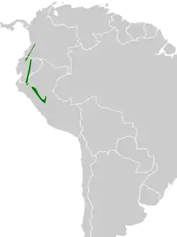 Distribución geográfica del guardabosques oliváceo.