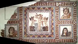 Mosaico con el tema del nacimiento de Afrodita, museo de Susa (Túnez).
