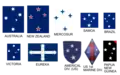 Cruz del Sur en varias banderas australes