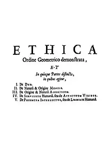 Portada de Ethica (Opera Posthuma)