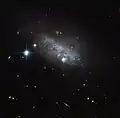 LA galaxia irregular IC 3583 posee una linea de estrellas que atraviesan su centro.
