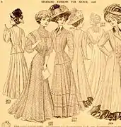 Modelos femeninos en un catálogo de moda de 1908.