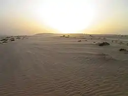 Puesta de sol en el desierto de Nafta.