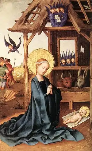 Adoración del Niño Jesús (1445), Pinacoteca Antigua de Múnich.