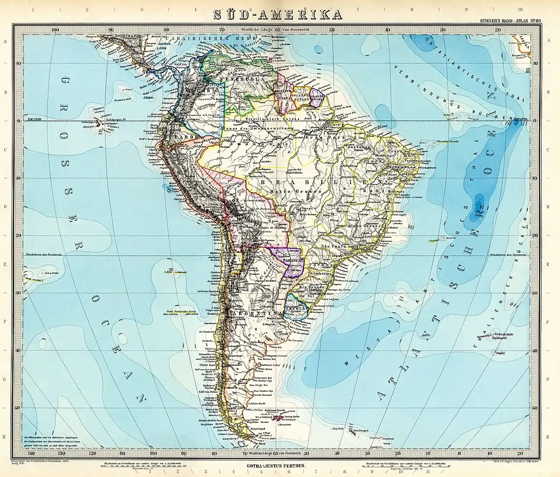 Mapa de la segunda mitad de siglo XIX en donde Tevego aparece con el nombre de Salvador