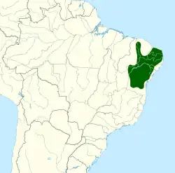 Distribución geográfica del rabicano de Bahía.